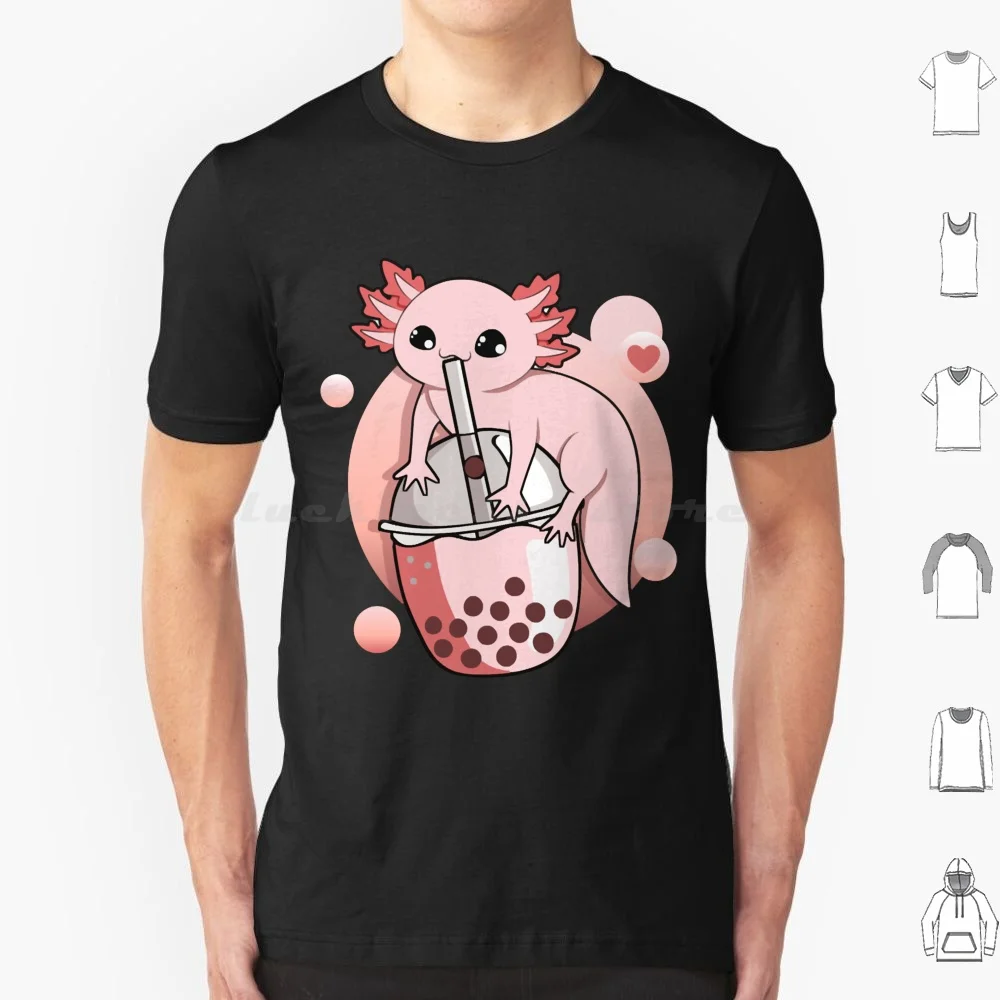 Cute Kawaii Axolotls Lover Boba Tea Bubble Tea T Shirt Big Size 100% Cotton Cute Kawaii Axolotls Lover Boba Tea Bubble Tea