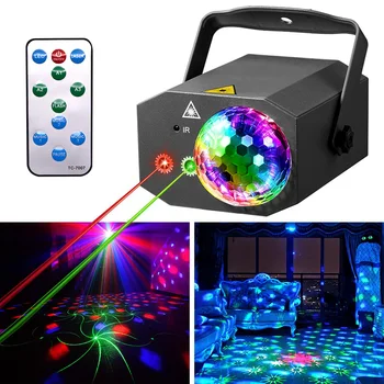 LED Party Licht DJ Disco Ball Licht RGB Projektor Laser Lampe Sound Aktiviert Bühne Licht Fernbedienung Strobe Lampe für Bar KTV
