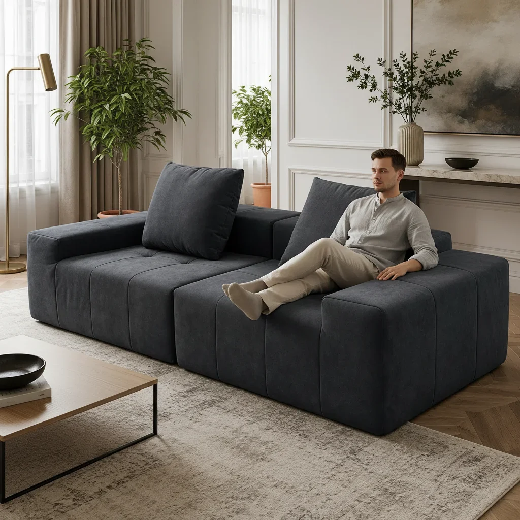 #Foam Filled Modular Sectional Three Seat Box Design Space Saving Easy Transport Couch Vacuum Compressed Sofa