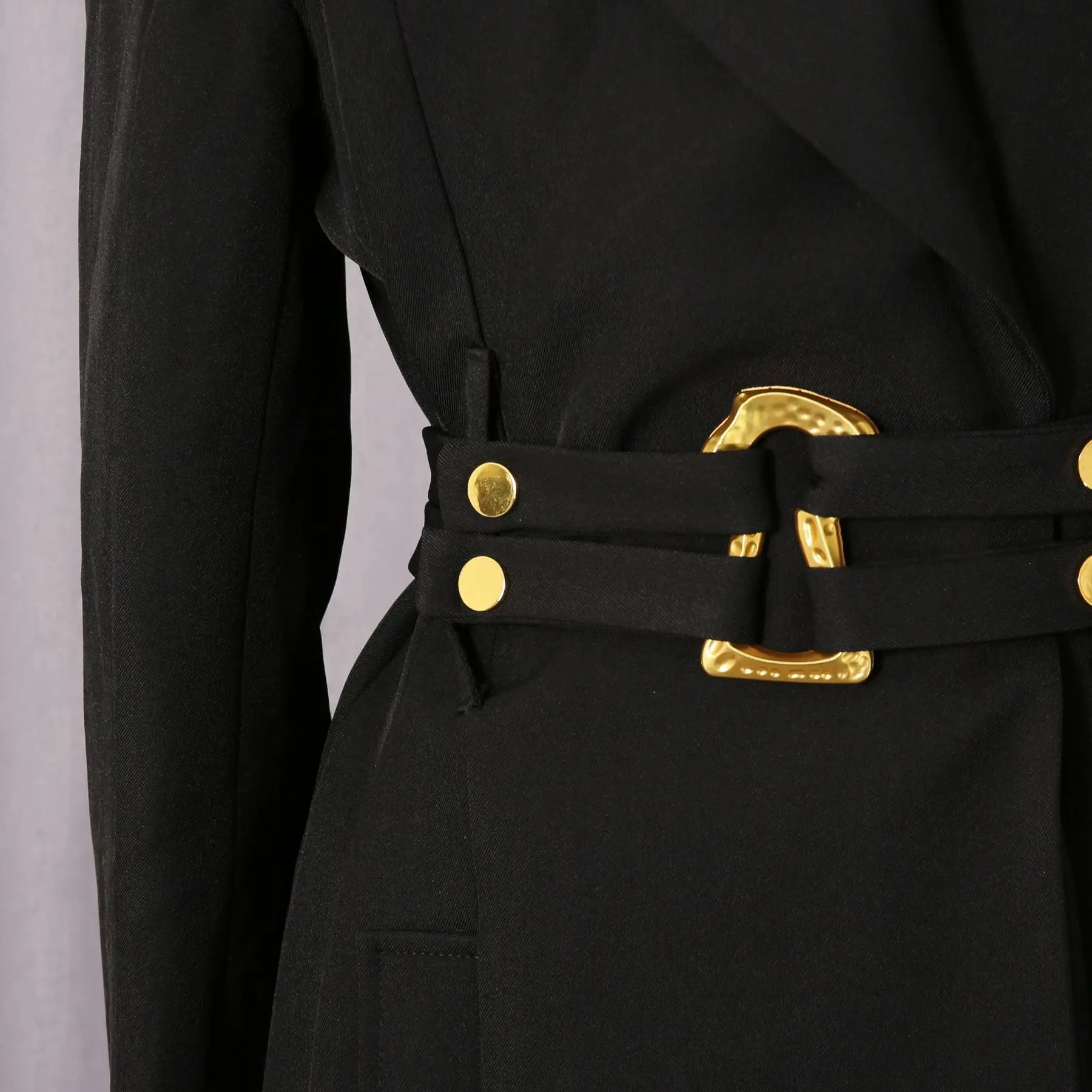 KWTX Women's Black Trench Coat Faux Fur Collar Belted Waist Mid-Length Casual Elegant Vintage Designer Autumn Winter 2025 New