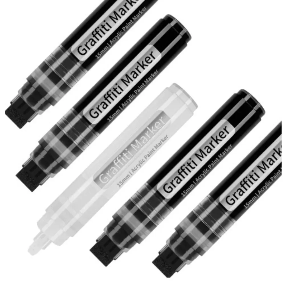 Portable Plastic Marker DIY Non Fading 15mm Wide Tip Large Acrylic Paint Pens Wear Resistant Large Acrylic Pen Student