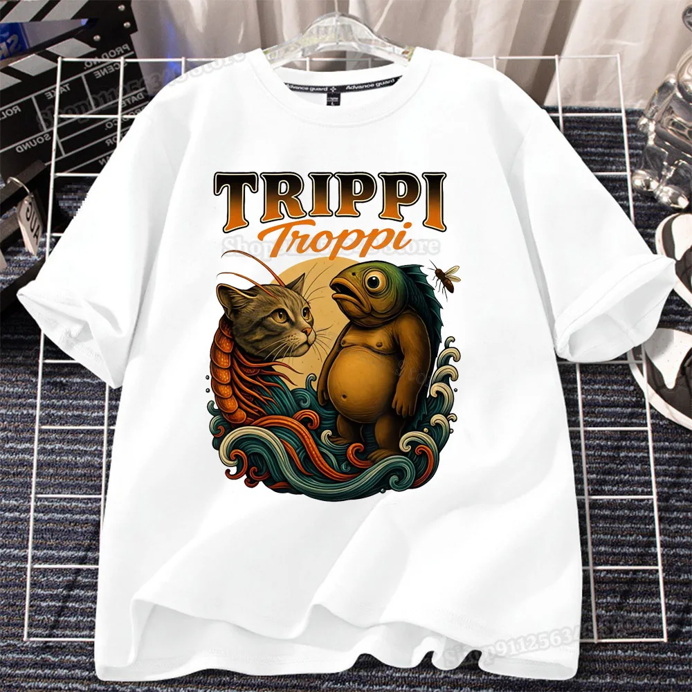 Camiseta italiana brainrot para crianças, roupas brancas, verão, manga curta, algodão, meninos, meninas, roupas tidung sahur