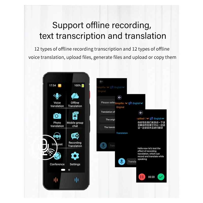 New Smart Translator Voice Multi 138 Languages Support Wifi Full 3D Touch Screen Photo Offline Record Translation Durable