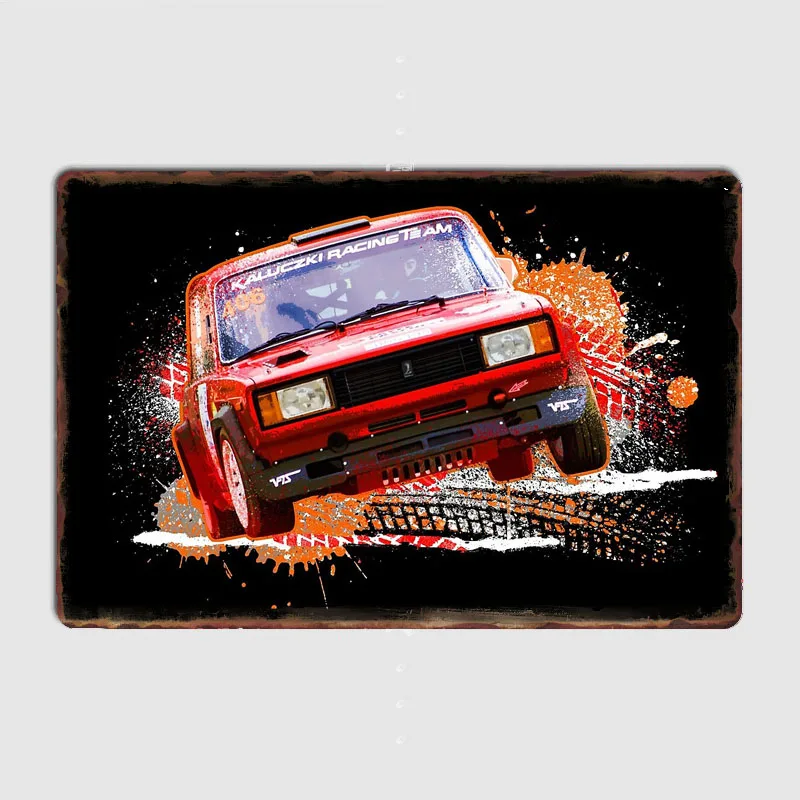 Classic Car Lada VFTS Rally Car Retro Poster Metal Sign Garage Club Room Decor Wall Decor Custom Tin Home Decor