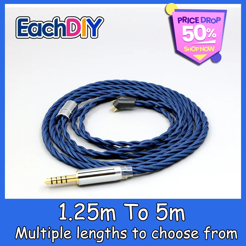 

99% Pure Silver OCC Graphene Alloy Full Sleeved Earphone Cable For Etymotic ER4B ER4PT ER4S ER6I ER4 2pin LN008608