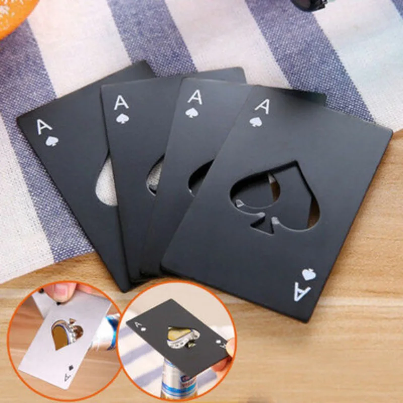 Poker Multitool Beer Opener Playing Card Ace Of Spades Poker Bottle Stainless Steal Opener Tool Multifunction Pocket Wallet