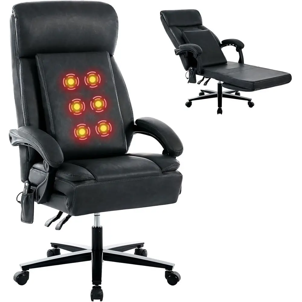 

Эргономичное игровое кресло с высокой спинкой, подставкой для ног, массажем и регулируемым наклоном для дома или офиса