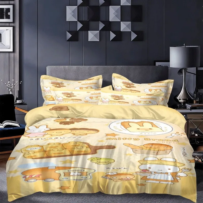 Cartoon Kawaii New 100% Cotton Quilt Cover Dormitory Four Seasons Four Piece Set Bedroom Children's Room Soft Good Looks Miffy