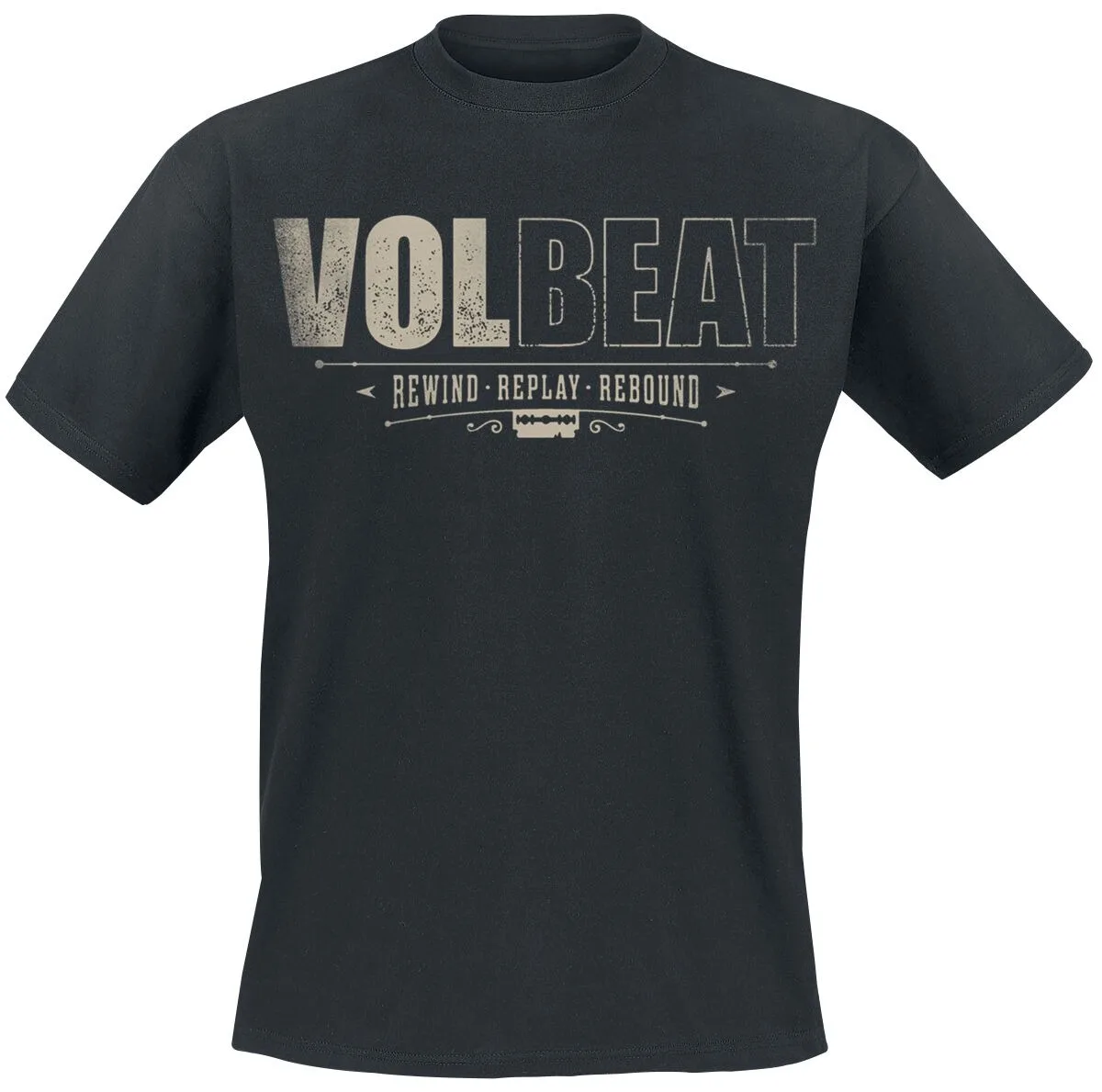 Camiseta de algodón con estampado del logotipo de Volbeat Rewind Replay Rebound Razor Blade, ropa de calle rockabilly, camiseta unisex con cuello redondo