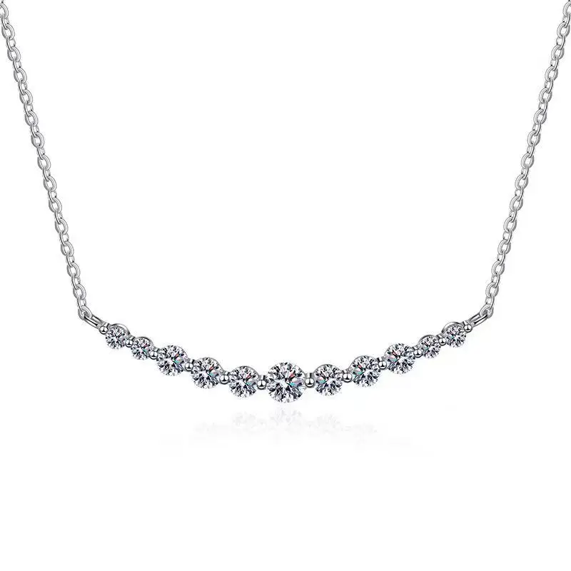 

high quality 925 sterling silver jewelry 1.1ct D color moissanite diamond necklace smile design women necklace for party