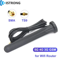 Antena de alta ganancia 5G 4G 3G GSM 600-6000MH 15dbi antena de banda completa para exteriores amplificador de señal SMA TS9 para módem enrutador Wifi