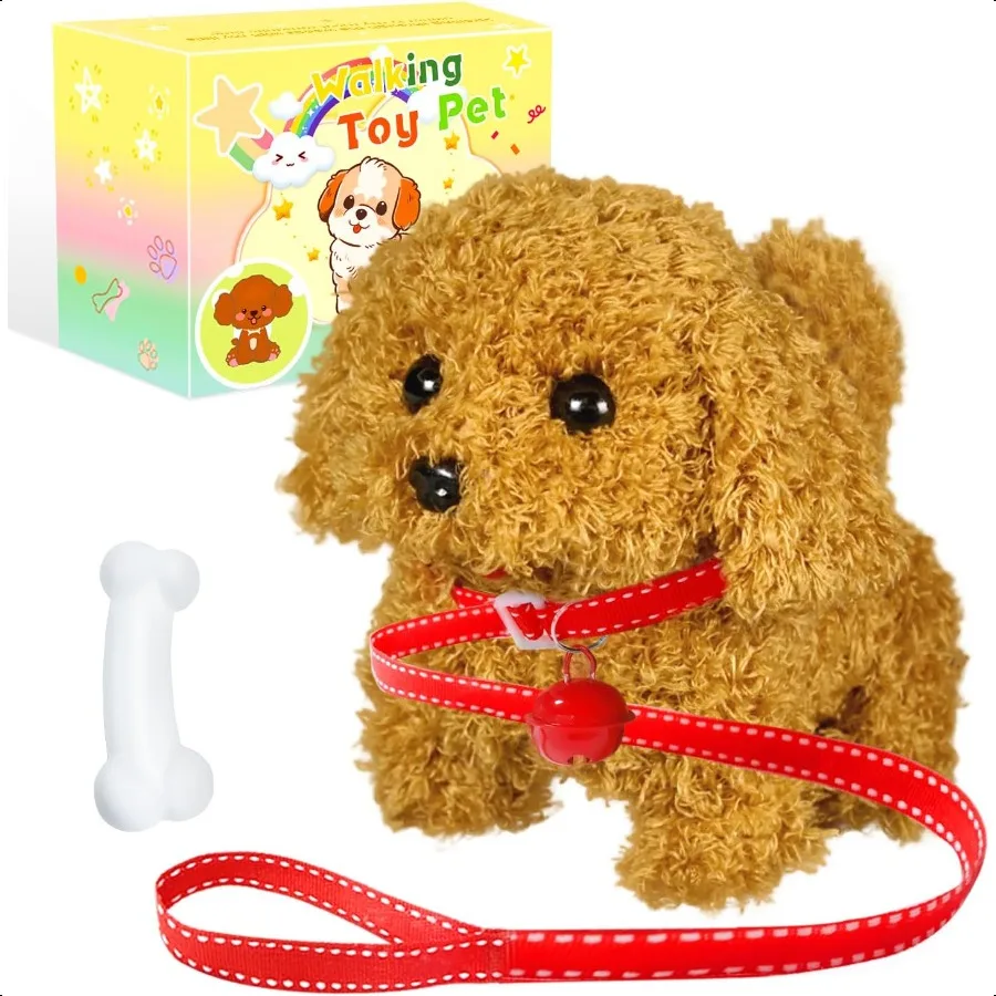 

Walking Dog Toy Electronic Pet with Leash Bell Bone Christmas Birthday Gifts Puppy Dog Toy for Ages 38