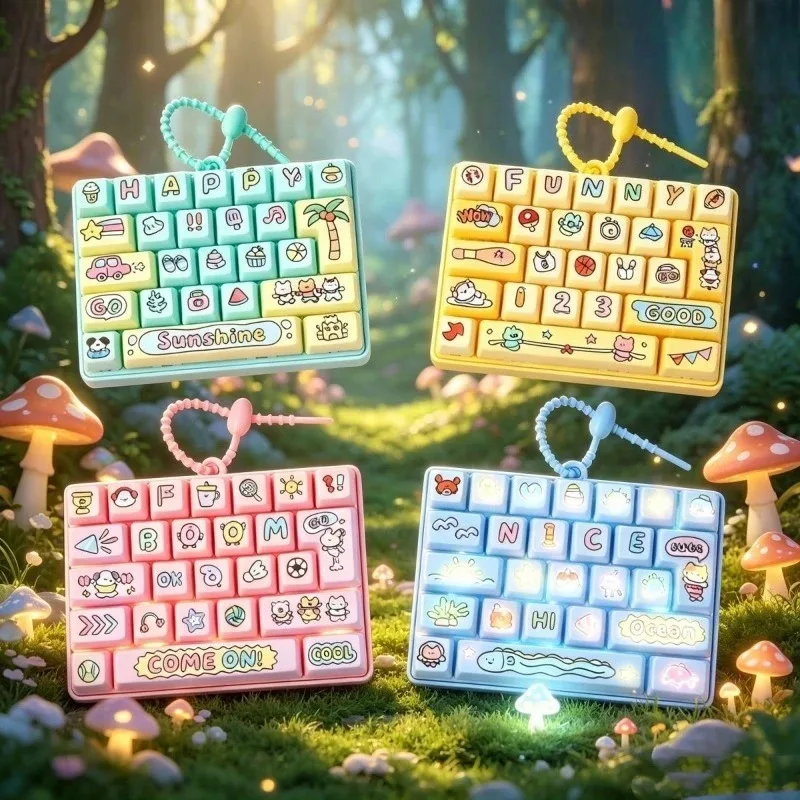 **Creative Cute New Product, Happiness Never Closes, 26-key Stress-relieving Button Toy Keychain Bag Hanging Decoration Anime