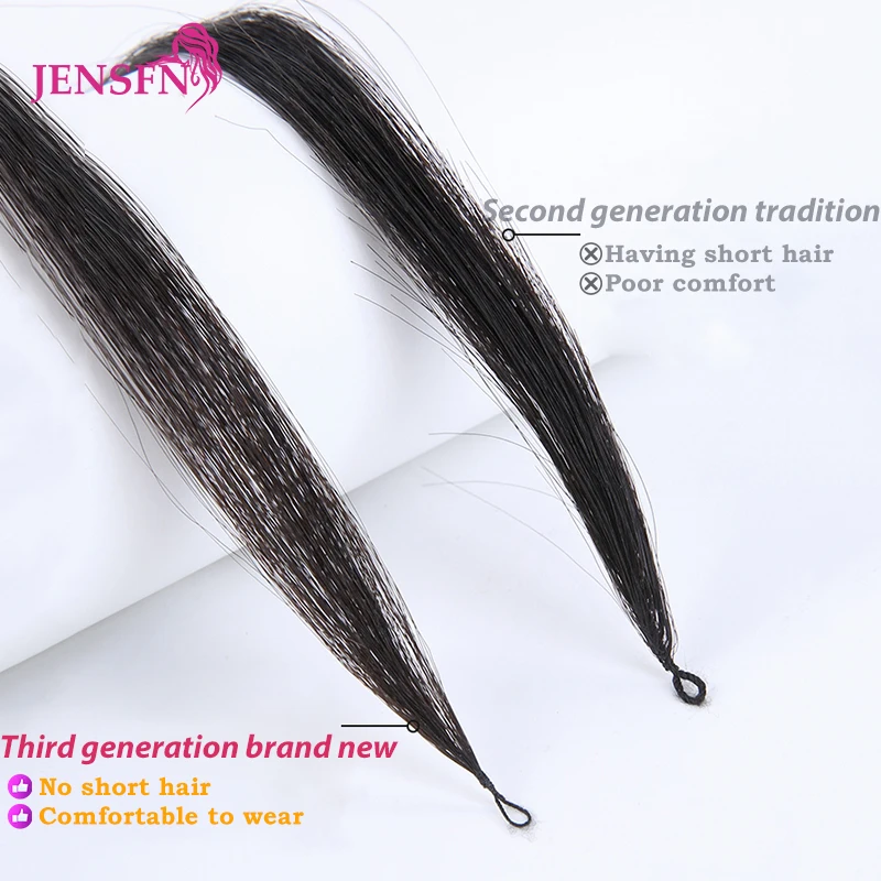 JENSFN High Quality Straight Third feather new hair extensions real Human Hair Straight Hand knitting  0.8g/Strand Hair salon