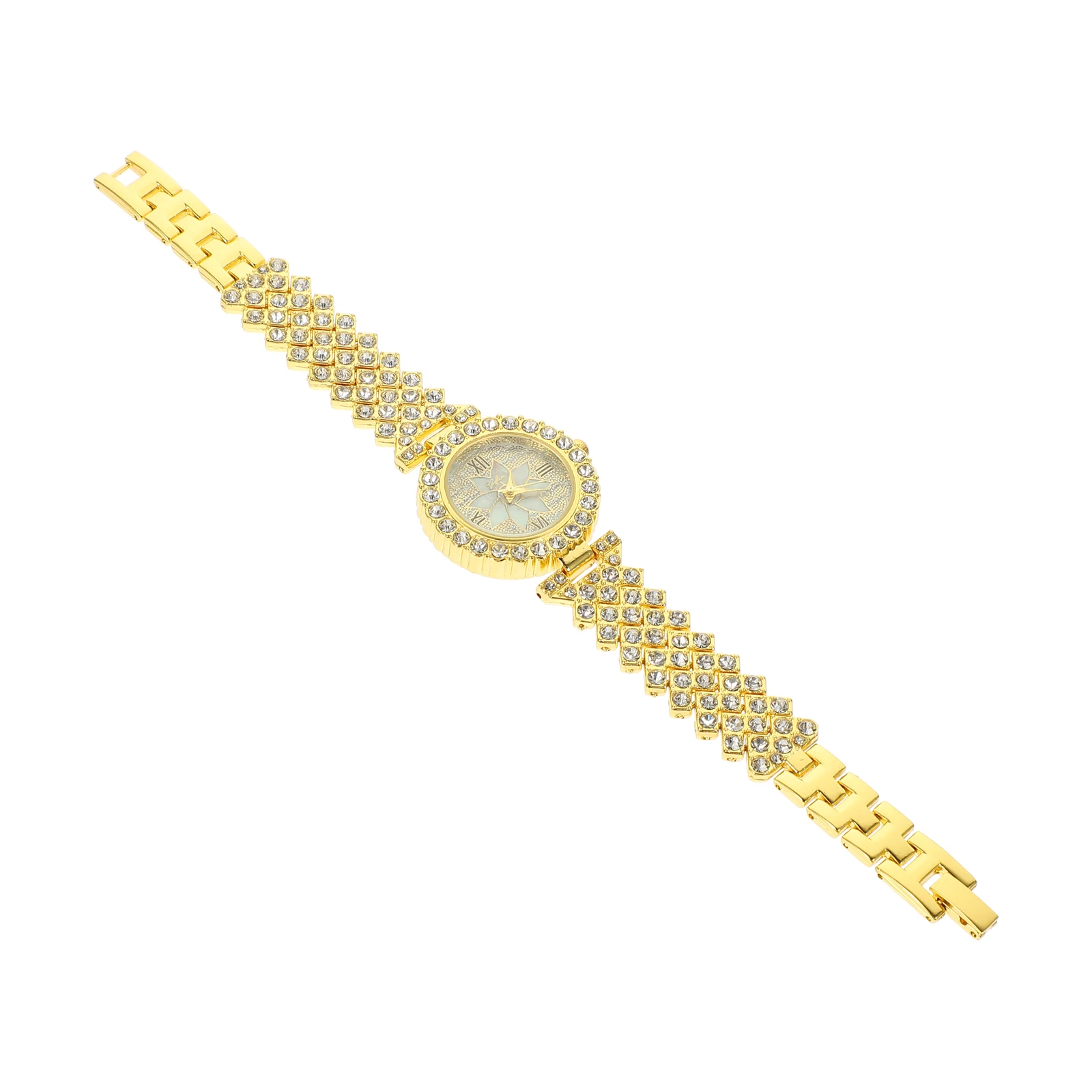 Ladies Quartz Watch Rhinestone Embellished Alloy Material Casual Fashionable Wristwatch for Women