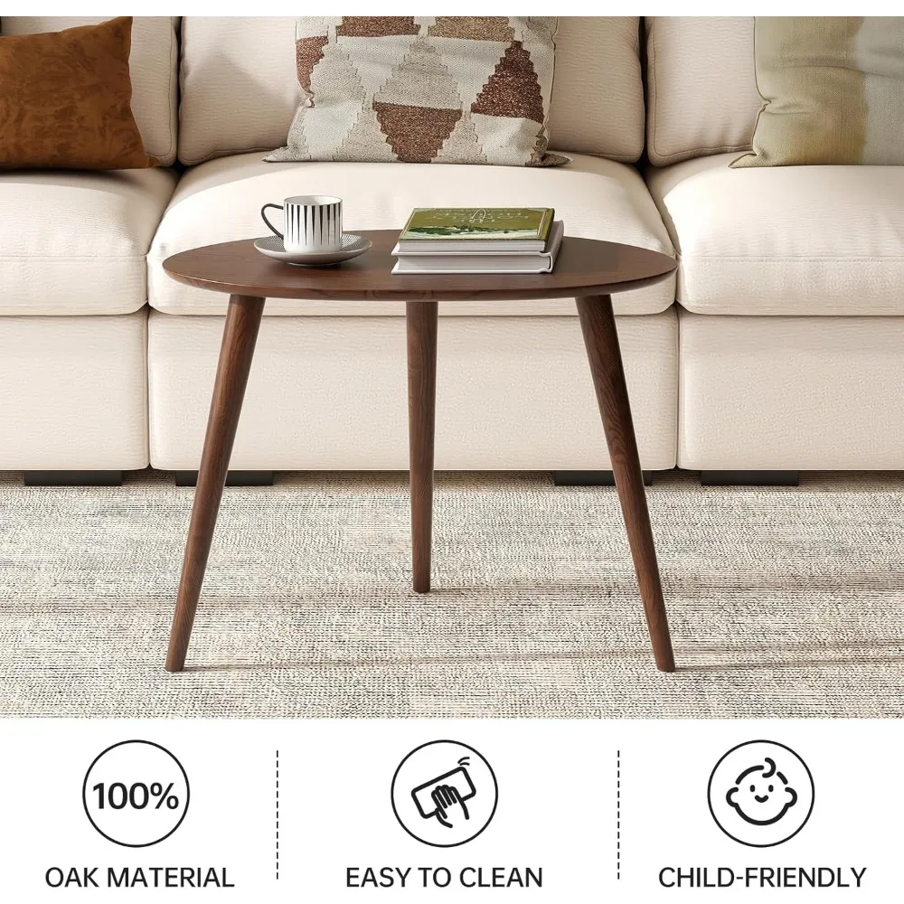 Mid-Century Modern Oak Coffee Table, 25.6 Small Living Room Side Table, Minimalist Design