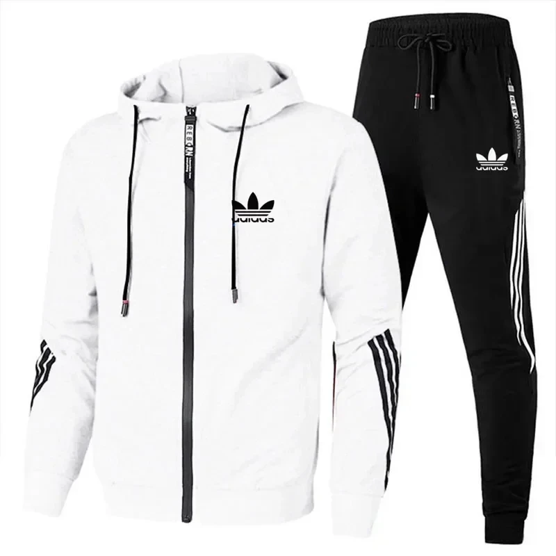 Brand Men Tracksuit 2 Pieces Men\'s Winter Jacket Casual Zipper Jackets Sportswear+Pants Sweatshirt Sports Suit Sets Clothing