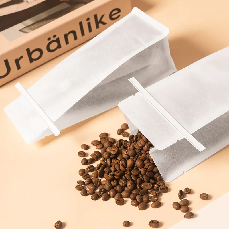 50pcs Stand Up Paper Valve Resealable Storage Zip Lock Bags Coffee Beans Tea Packaging Pouches Sealing Wire