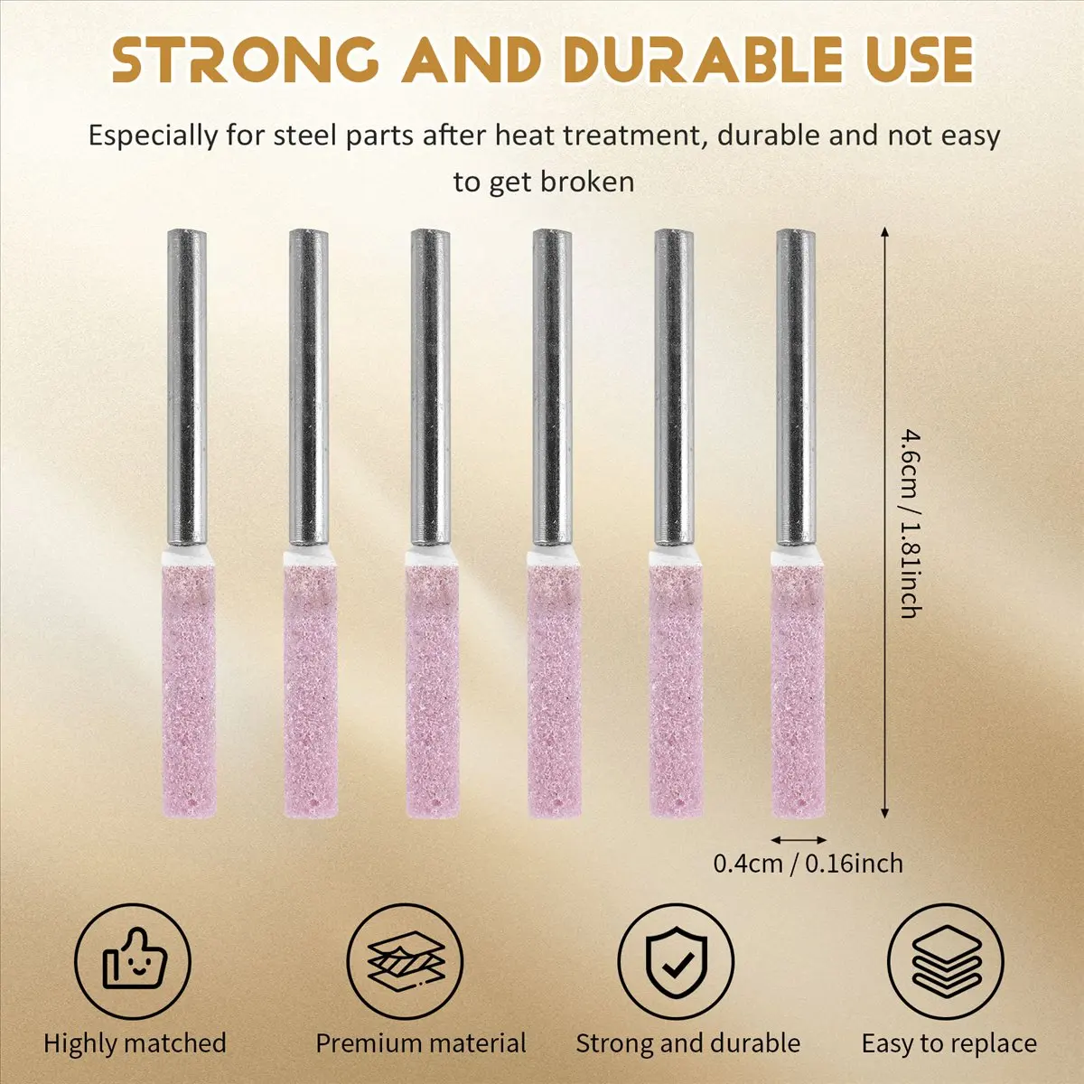A77K 50 Pieces Burr Grinding Stone File,Polishing Grinding Tool Grinding Bits for Chainsaw Sharpener, 0.16 Inch/ 4 mm