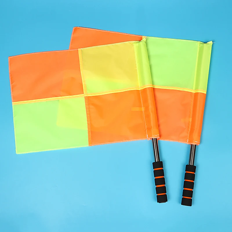 2Pcs Football Training Flags Deluxe Referee Flags Set Football Rugby Hockey Training Referee Flags Sports Game Equipment