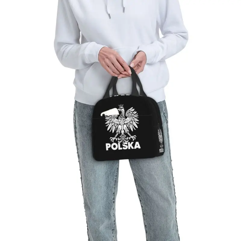 Custom Polska Lunch Bag Men Women Poland Eagle Polish Cooler Thermal Insulated Lunch Boxes for Adult Office