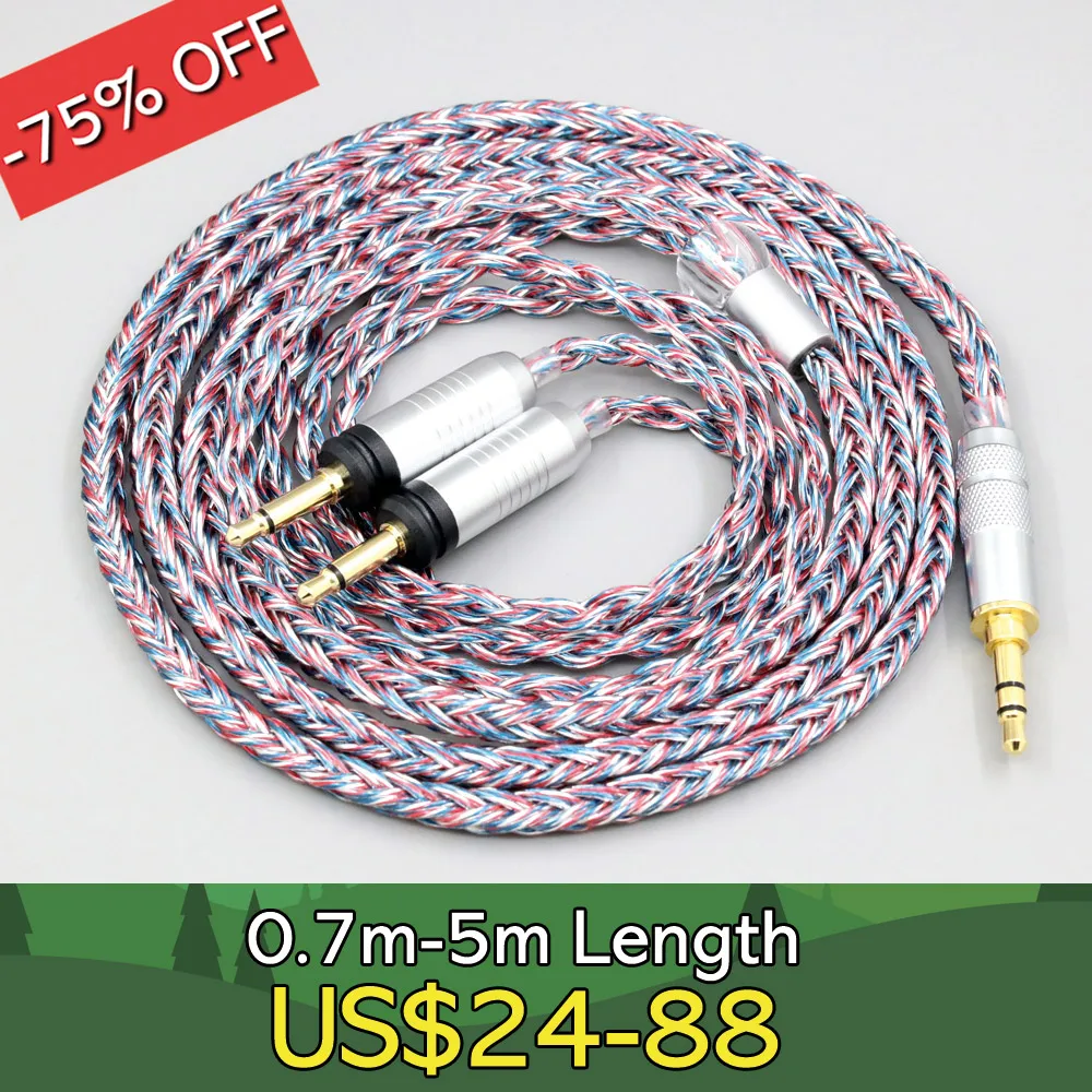 

16 Core Silver OCC OFC Mixed Braided Cable For Focal Clear Elear Elex Elegia Stellia Dual 3.5mm headphone plug LN008258