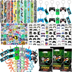 72pcs/36pcs Video Game Party Favors Birthday Party Goodie Bag Fillers Game Theme Bracelet Keychain Sticker Straw Boys Gifts