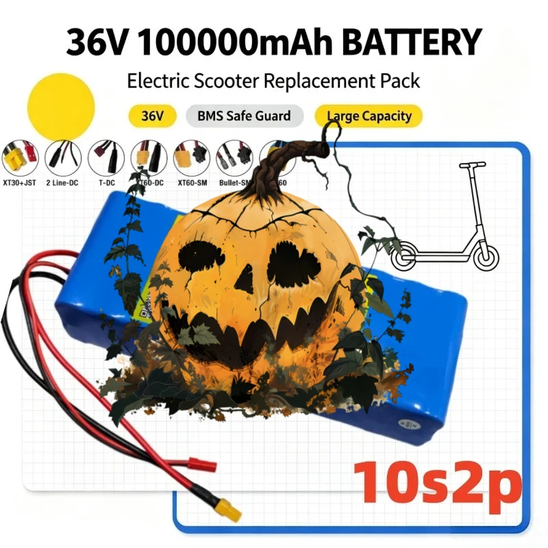 36V 100Ah Rechargeable Lithium Battery 10S2P Built‑With 18650 Cells Large Capacity Strong Output Long Service Life