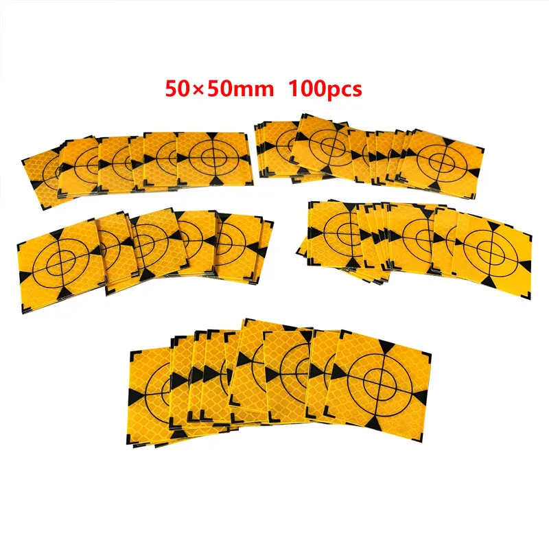 Imagem -04 - Folha Refletora para Levantamento Total da Estação Geografia Triângulo Amarelo Adesivo Reflexivo Tamanho 60x60 20 30 40 50 mm 100 Pcs
