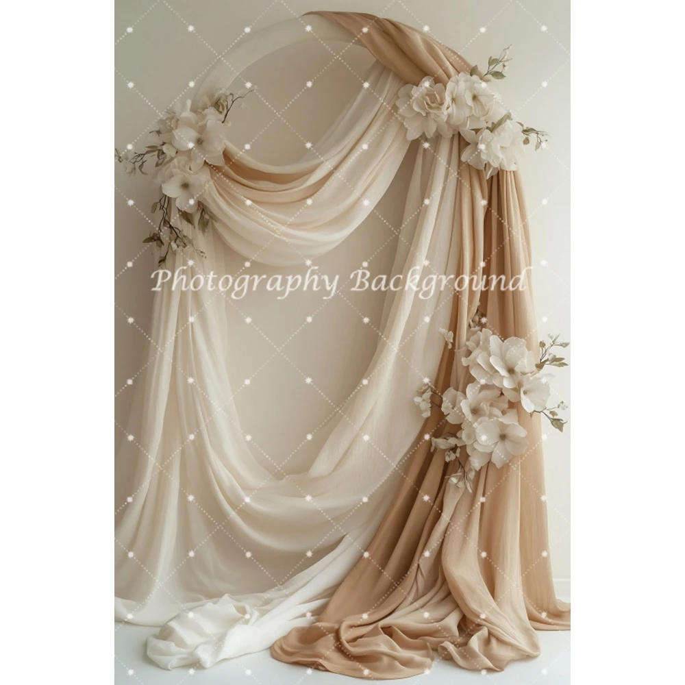 Matrimonio Boho Fotografia Sfondo Retro Fiore Tenda per finestra Bridal Shower Ritratto Festa di compleanno Photocall Sfondo Decor