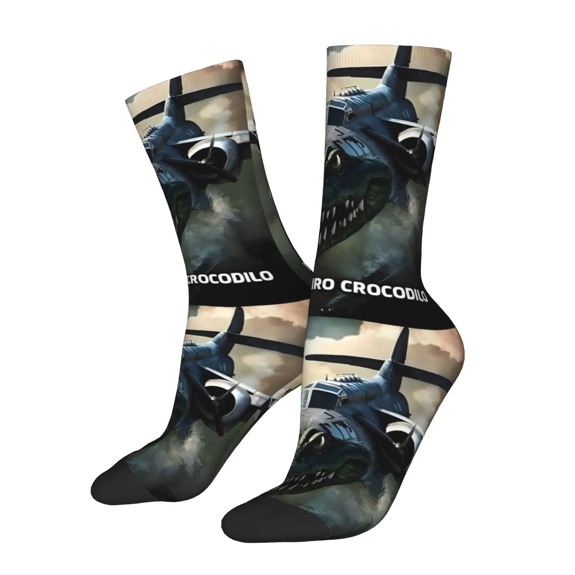 

Happy Men's Socks Bombardiro Crocodilo Vintage Italian Brainrot Meme Street Style Seamless Crew Sock Gift Pattern Printed