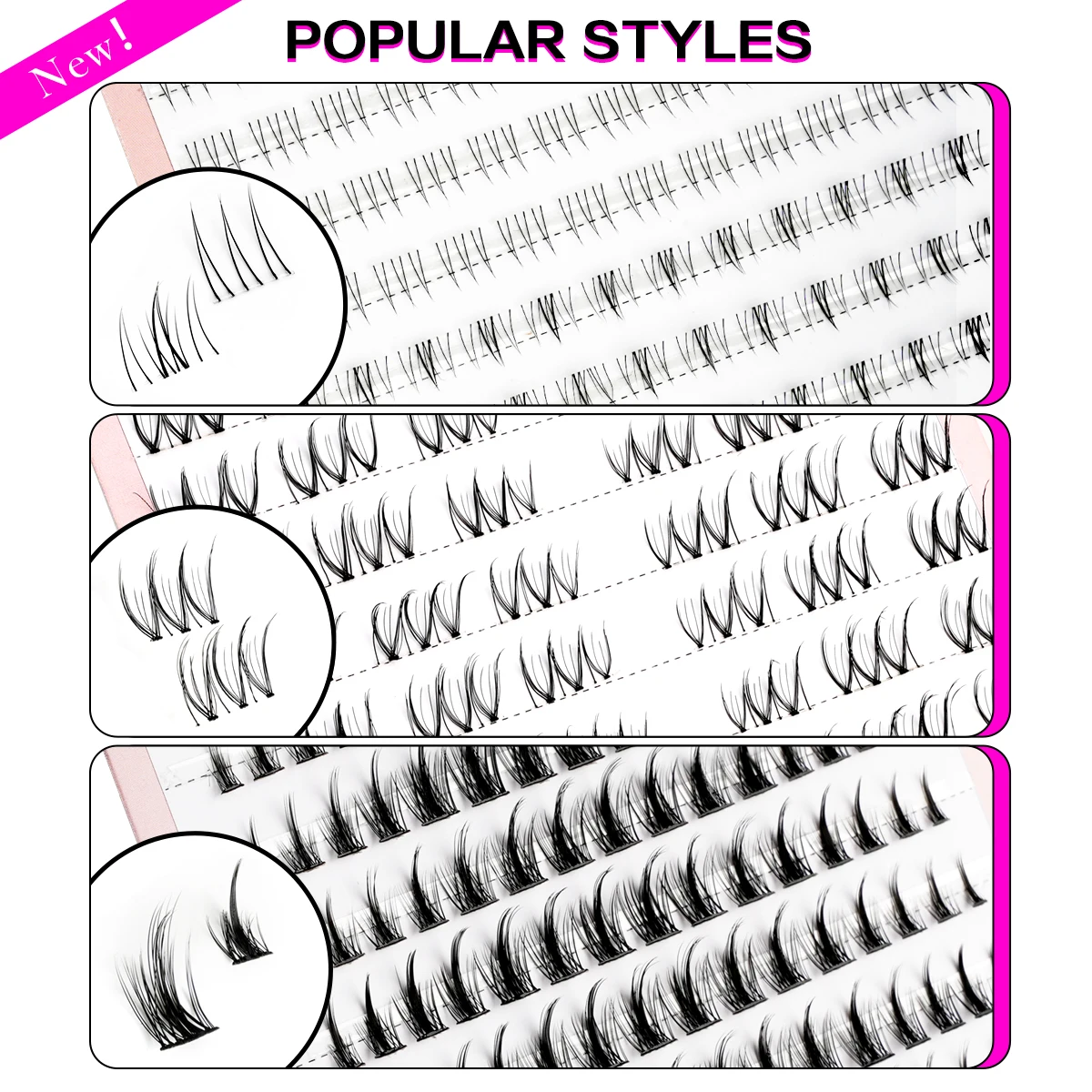 Individual Lashes 3/10 Rows Natural Eyelash Extension 7-9mm DIY Mixed False Eyelashes Grafting Eyelash Professional Makeup Tools