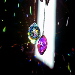 Crystal Glass Prism Pendants AB Color Hanging Suncatcher Accessories Rainbow Maker Ornament Crystal Chandelier Parts 10 Shapes