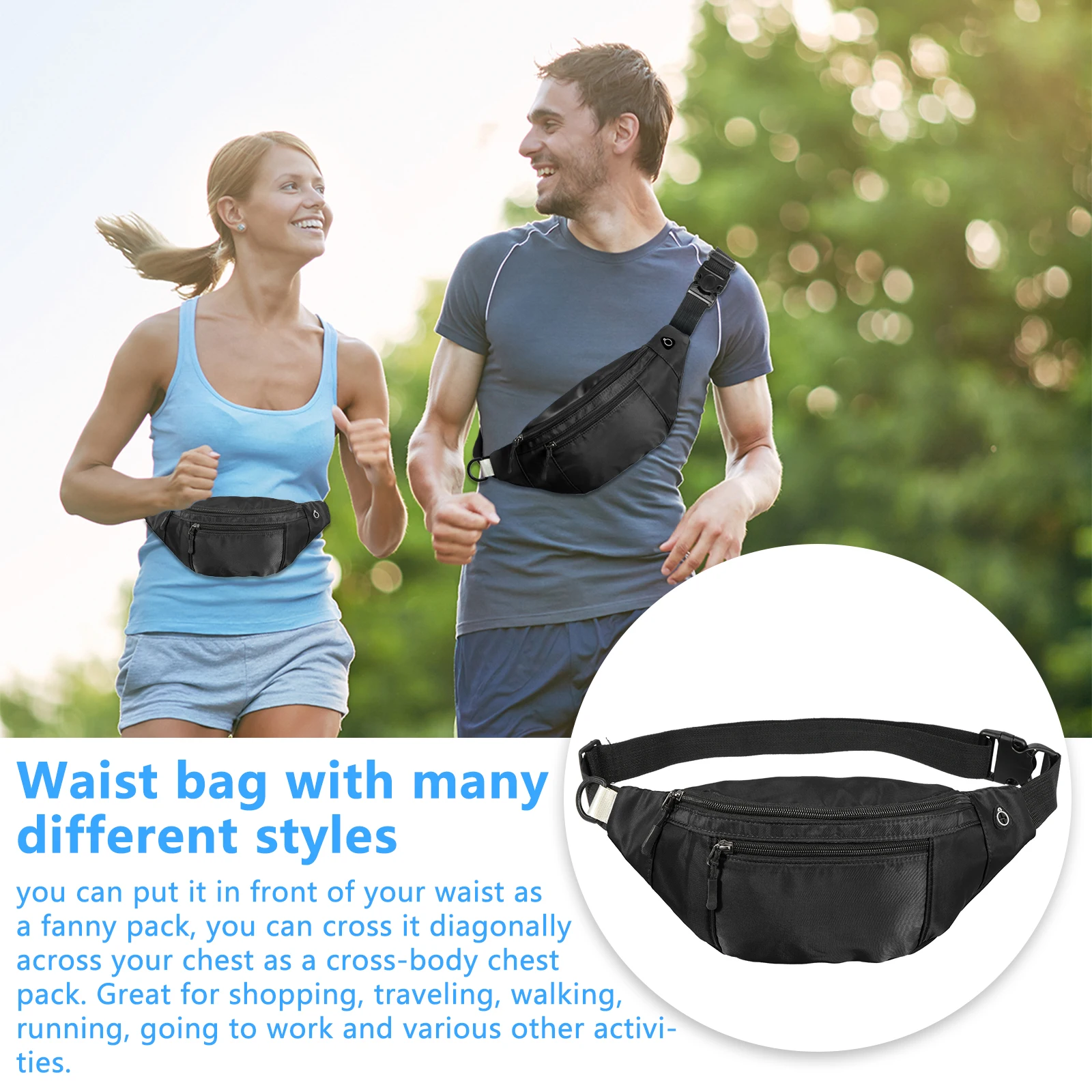 Oxford Cloth Belt Bag Hiking Phone Pouch Men Waist Bag Crossbody Fanny Pack Adjustable Strap for Travel Out Work Cycling Sport