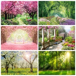 Spring Backdrop Forest Flower Garden Natural Scene Tree Photography Background Children Birthday Wedding Baby Shower Party Decor