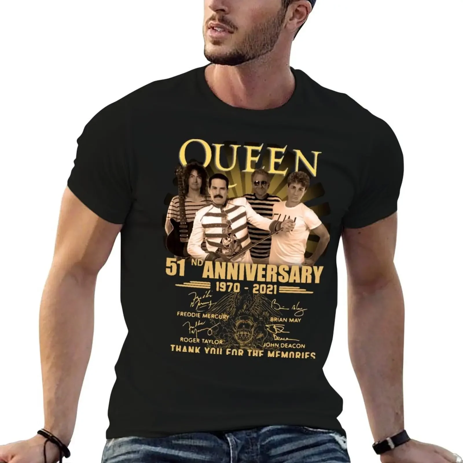 

Queen 51nd anniversary 1970-2021 thank you for the memories signatures shirt T-Shirt sports fans vintage t shirt men