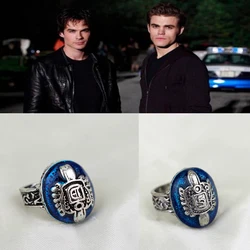 The Vampire Diaries Ring Anillos Salvatore Damon Reborn Daylight Ring Aneis Stefan Family Crest Vintage Ring Cosplay Jewelry