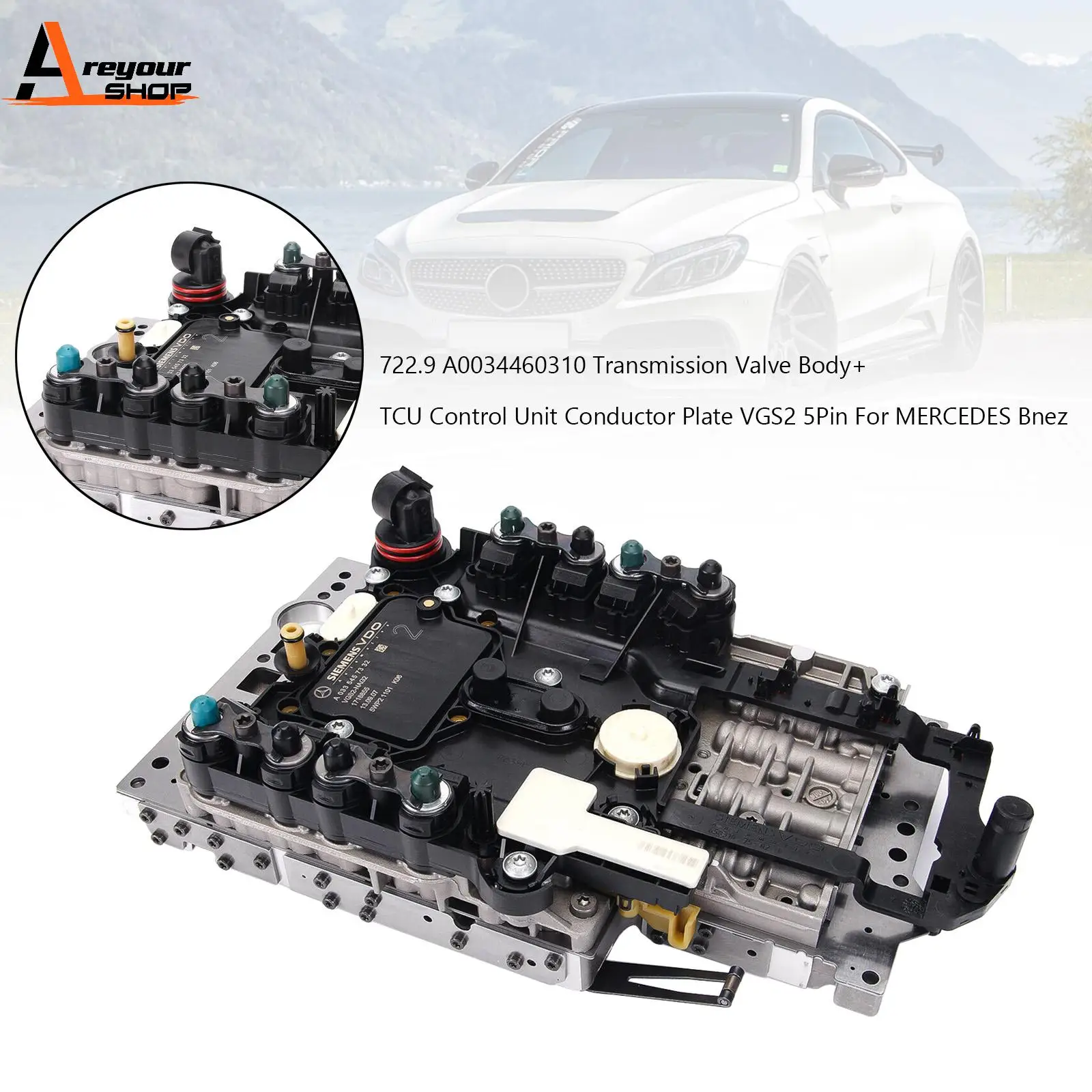 

Areyourshop 722.9 A0034460310 Transmission Valve Body+ TCU Control Unit For MERCEDES Bnez