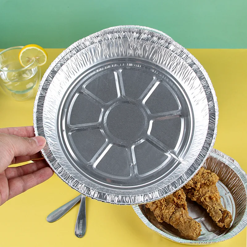 

Air Fryer Tinfoil Box Aluminum Foil Lunch Box Disposable Circular Tinfoil Tray Aluminum Foil Box Kitchen Tools 500/10