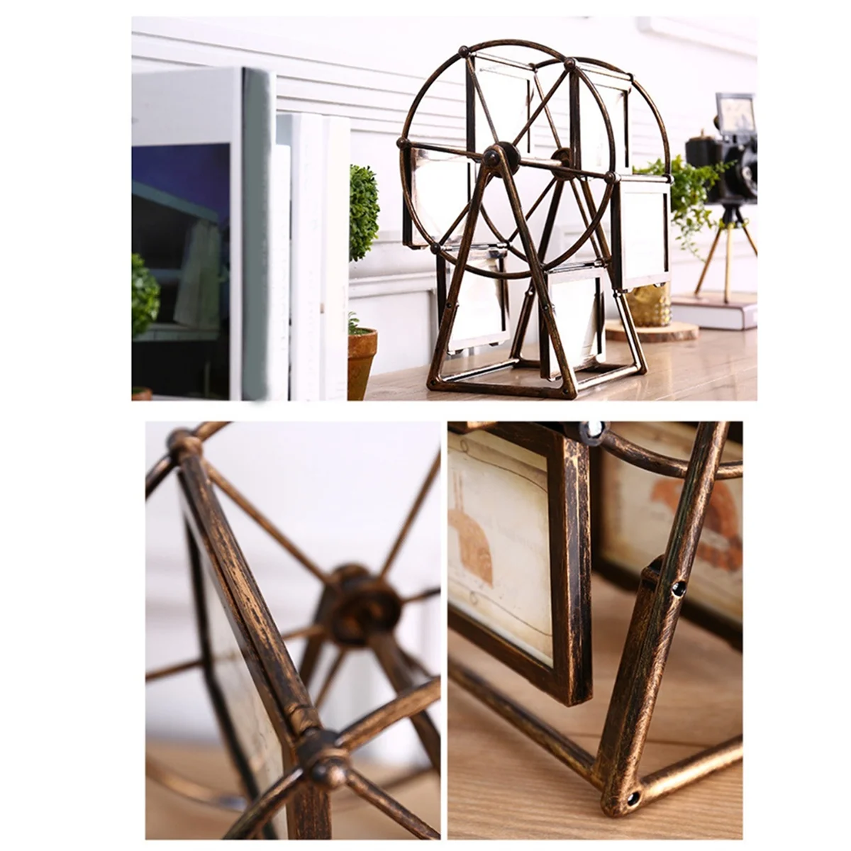 Rotating Windmills Wheel Picture Frame Photo Album Self Assembly Wedding Family Photograph Frame Home Desktop Decor A