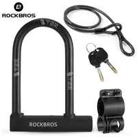 ROCKBROS Chinese Style Bicycle Locks U Shape Electric Scooter Padlock Anti-theft Bike Lock Cable Set MTB Road Bike Accessories