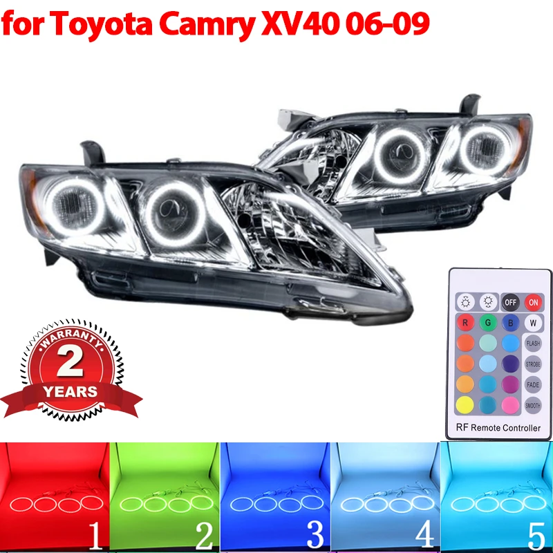

Светодиодные кольцевые фары с ангельскими глазами для Toyota Camry XV40 Pre-facelift alврезной 2006-09 Refit RGB, многоцветный пульт дистанционного управления