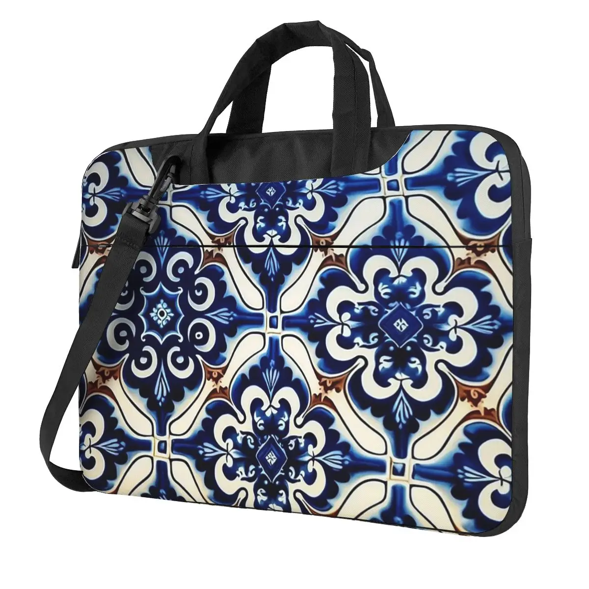 Blue And White Vintage Portuguese Tiles Laptop Bag Protective Case Computer Bag 13 14 15.6 Crossbody Laptop Pouch Macbook Pro