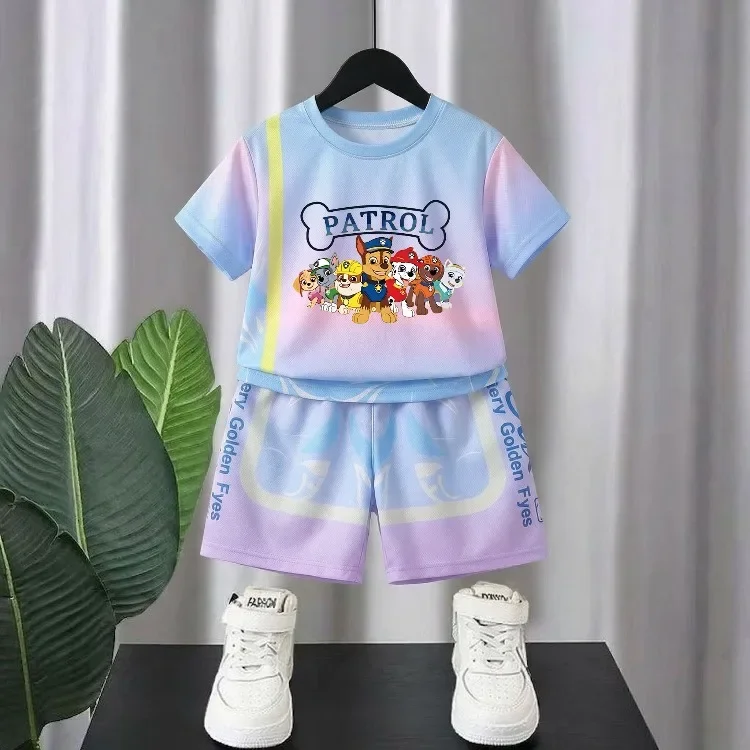 2026 Sommer Kinder Freizeitoutfits Atmungsaktives Mesh Kinder T-Shirt und Shorts Zweiteiliges Set PAW Patrol Jungen Basketballkleidung – Detail 9