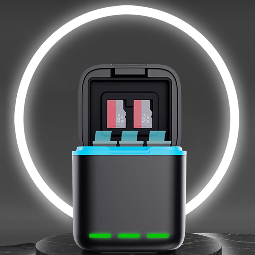 

3-канальное зарядное устройство для хранения аккумуляторов с кабелем типа C, зарядная станция для Go Pro Hero 12/11/10/9, аксессуары для камеры