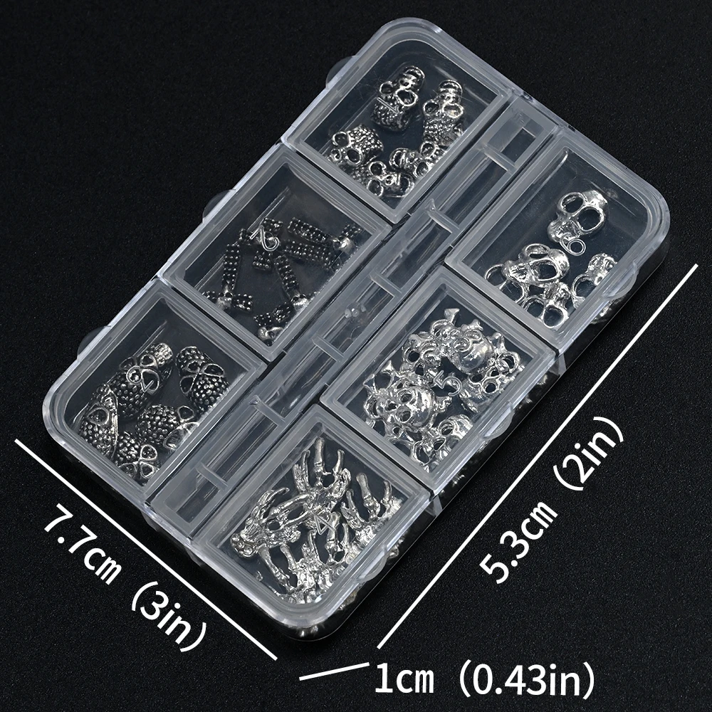 30 unids/caja 3D gótico Halloween dijes de uñas Punk esqueleto Cruz araña decoración de uñas DIY accesorios de manicura oscura espeluznante 1