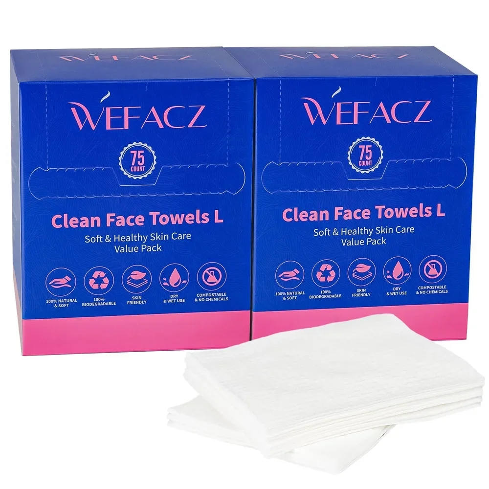 150 عدد مناشف الوجه القابلة للتحلل الحيوي للاستعمال مرة واحدة، مناشف تنظيف ناعمة، إزالة مكياج البشرة الحساسة، السفر، رعاية الحيوانات الأليفة المنزلية