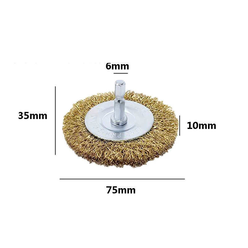 50mm/60mm/75mm Steel Wire Brush Brass Plated Wheels Brushes Drill Rotary Tools Metal Rust Removal Polishing Brush