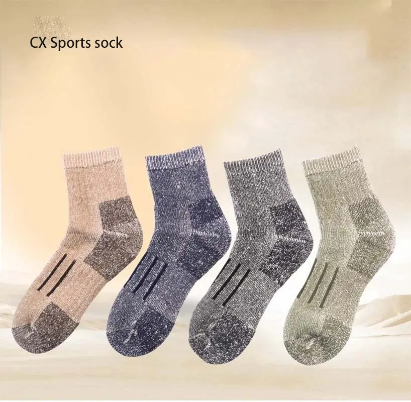 

CX Merino Wool Socks Thicken Warm Hiking Cushion Crew Socks For Men Women Wool Sports Socks Moisture Wicking Euro Size