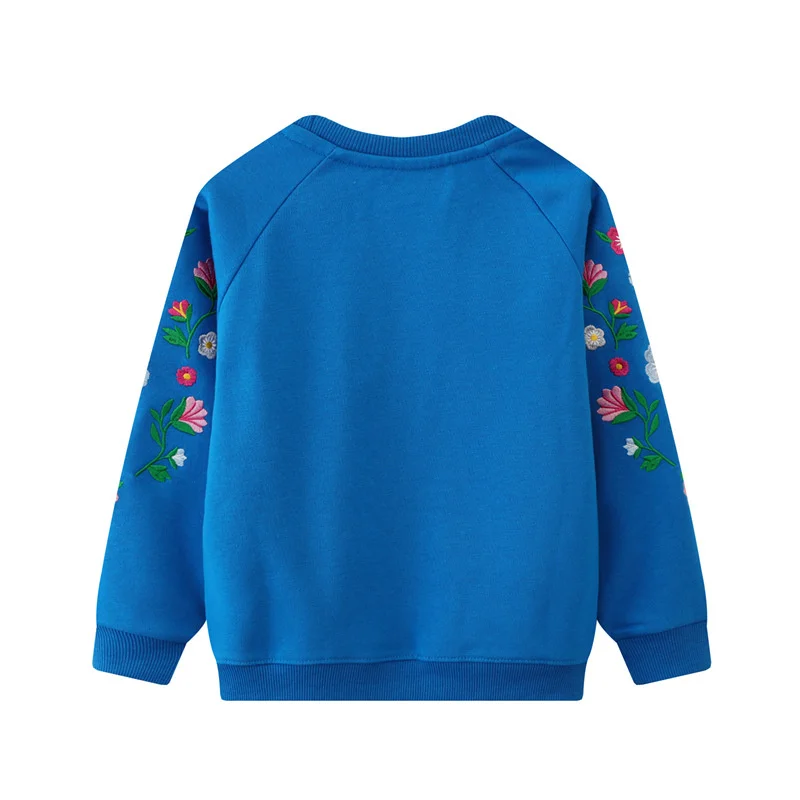 Jumping Meters 2-7T 2024 New Autumn Spring Toddler Kids Girls Sweatshirts Flowers Embroidery  Children's Fashion Shirts Tops